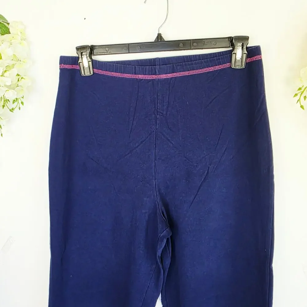 The Quacker Factory Lounge Outfit Set Large Navy Pink Whale Zip Vest Coastal